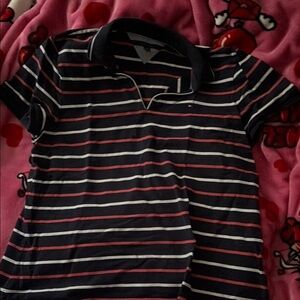 Navy Striped Kids Polo Shirt